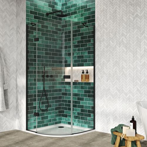 Dawn Athena 800 x 800mm Hinged Quadrant Shower Enclosure - Black (16177)