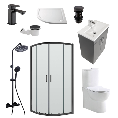 Austin Matt Anthracite Shower Room Deal - Black (20577)