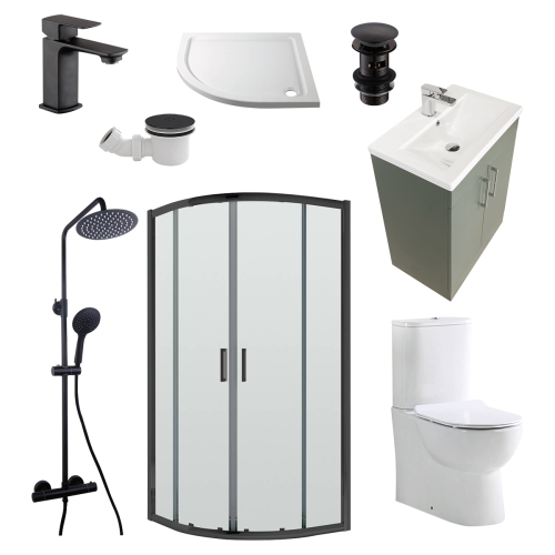 Austin Matt Green Shower Room Deal - Black (20579)