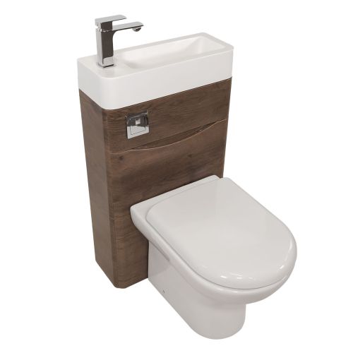 Baltimore 500mm 2-in 1 Round Toilet & Basin Combo Pack - Chestnut/Chrome (16401)