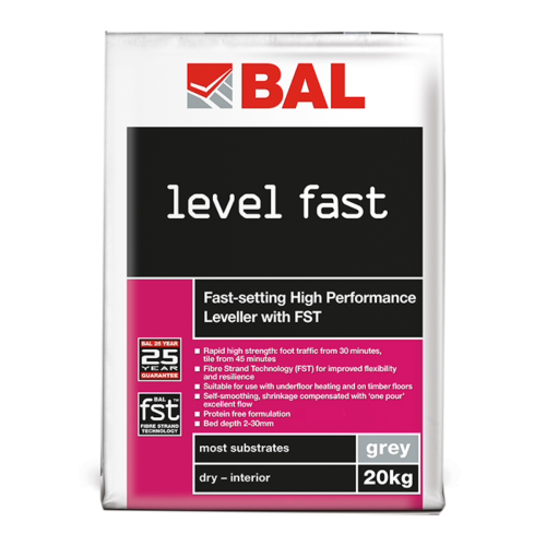 Bal Level Fast Rapid Set Floor level Compound - 20kg - Grey