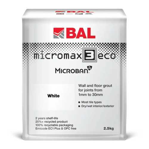 BAL Micromax3 ECO rapid Set Flexible Anti-Bacterial Grout - 2.5kg - White