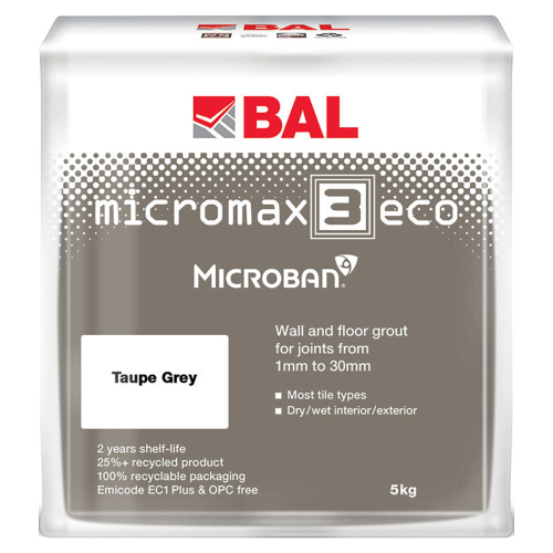 BAL Micromax3 ECO Rapid Set Flexible Anti-Bacterial Grout - 5kg - Taupe Grey