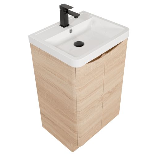 Baltimore 500mm 2 Door Floorstanding Vanity Unit & Basin - Bardolino Oak