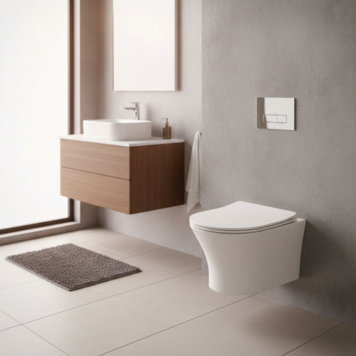Bali Wall Hung Toilet & SAN85 1.1m Wall Hung WC Frame Deal & Chrome Flush Plate (21445)