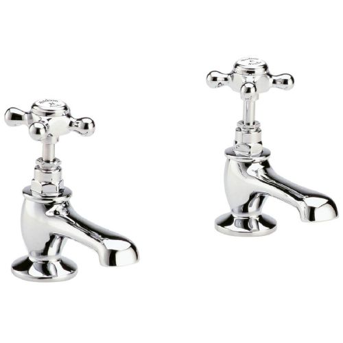 Hudson Reed Topaz with Crosshead Basin Pillar Taps & Hexagonal Collar - White BC301HX (2439)