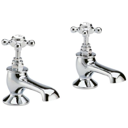 Hudson Reed Topaz with Crosshead Bath Pillar Taps & Hexagonal Collar - White BC302HX (2441)