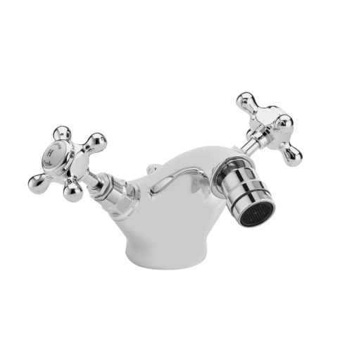 Hudson Reed Topaz with Crosshead Bidet Tap & Hexagonal Collar - White BC306HX (2453)