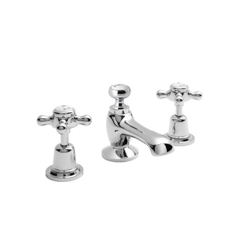 Hudson Reed Topaz with Crosshead 3 Tap Hole Basin Mixer & Domed Collar - White BC307DX (2448)