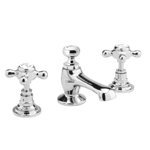 Hudson Reed Topaz with Crosshead 3 Tap Hole Basin Mixer & Hexagonal Collar - White BC307HX (2449)