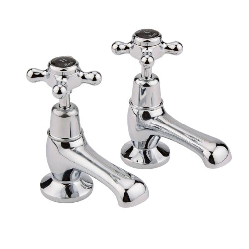 Hudson Reed Topaz with Crosshead Basin Pillar Taps & Domed Collar - Black BC401DX (2406)