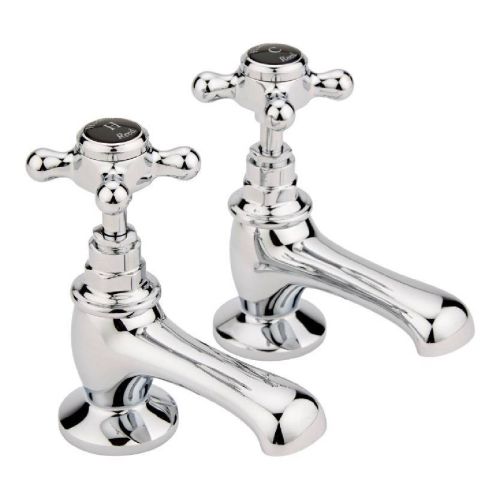 Hudson Reed Topaz with Crosshead Basin Pillar Taps & Hexagonal Collar - Black BC401HX (2407)