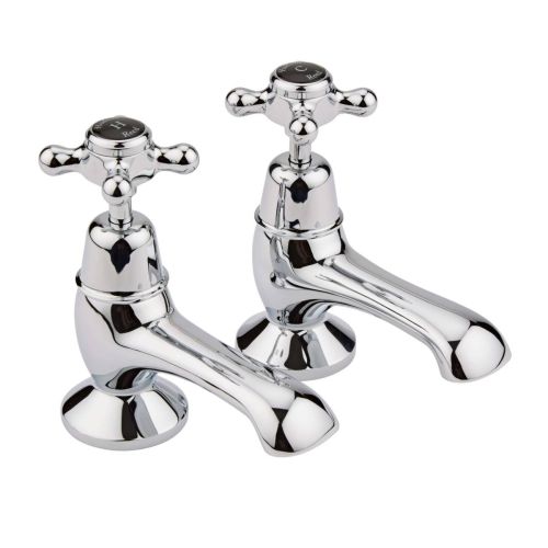 Hudson Reed Topaz with Crosshead Bath Pillar Taps & Domed Collar - Black BC402DX (2408)