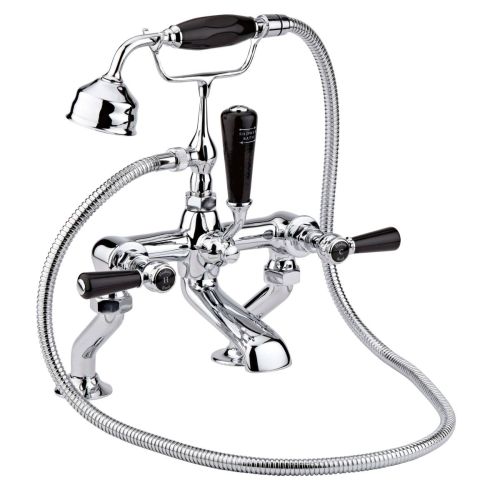 Hudson Reed Topaz with Lever Bath Shower Mixer & Hexagonal Collar - Black BC404HL (2428)