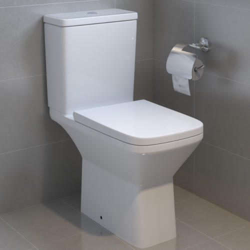 Bilbao Rimless Close Coupled Open Back Toilet with Soft Close Toilet Seat
