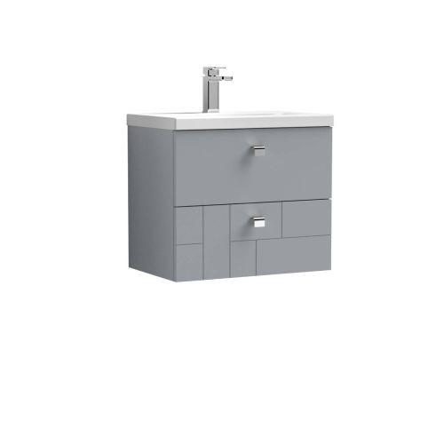 Nuie Blocks 600mm Wall Mounted Vanity Unit & Mid-Edged Basin - Satin Grey (13229)