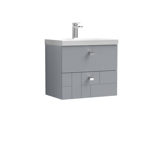 Nuie Blocks 600mm Wall Mounted Vanity Unit & Thin-Edged Basin - Satin Grey (13231)