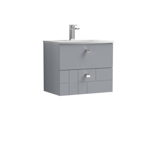 Nuie Blocks 600mm Wall Mounted Vanity Unit & Curved Basin - Satin Grey (13232)