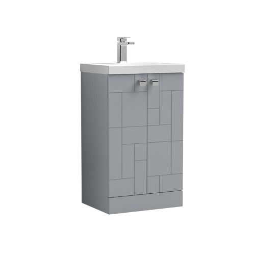 Nuie Blocks 500mm Floorstanding Vanity Unit & Thin-Edged Basin - Satin Grey (13243)