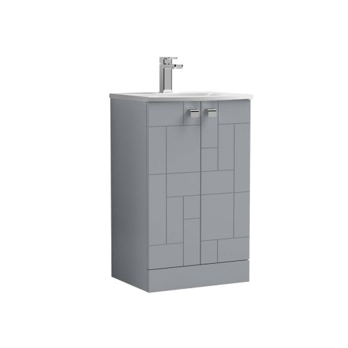 Nuie Blocks 500mm Floorstanding Vanity Unit & Curved Basin - Satin Grey (13244)