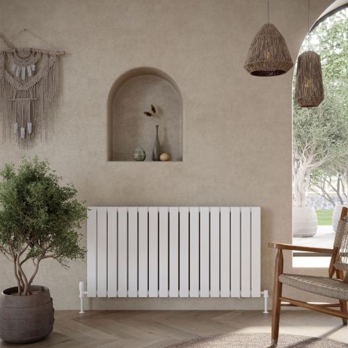 Alonso Double Horizontal 600mm x 1158mm Designer Radiator - White (16053)