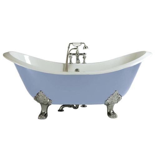 Heritage Devon 0 Tap Hole Cast Iron Doubled Ended Bath with Chrome Bath Feet (1121)