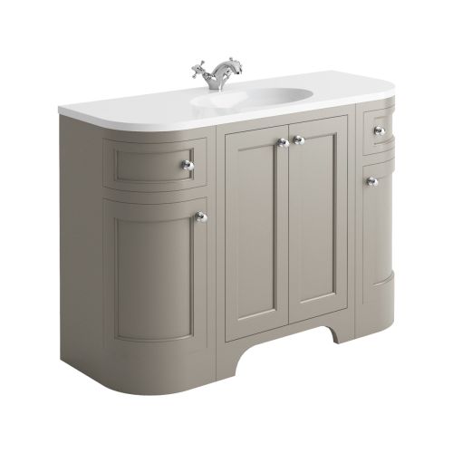 Harrogate Brunswick 1200mm Curved Vanity Unit, Worktop & Basin - Dovetail Grey (15754)