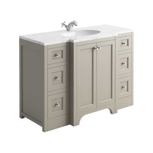 Harrogate Brunswick 1200mm Vanity Unit & Carrara White Solid Surface Basin - Dovetail Grey (15781)