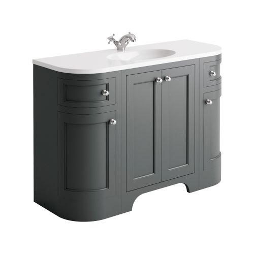 Harrogate Brunswick 1200mm Curved Vanity Unit, Worktop & Basin - Spa Grey (15755)