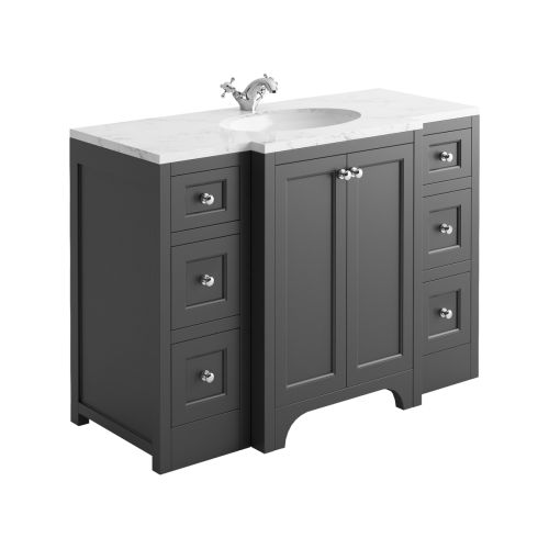 Harrogate Brunswick 1200mm Vanity Unit & Carrara White Solid Surface Basin - Spa Grey (15782)