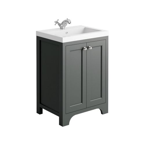 Harrogate Brunswick 600mm Vanity Unit & Ceramic Basin - Spa Grey (15758)