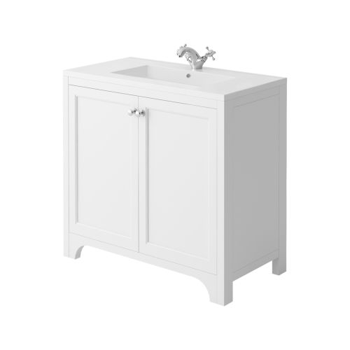 Harrogate Brunswick 900mm Vanity Unit & Ceramic Basin - Arctic White (15783)