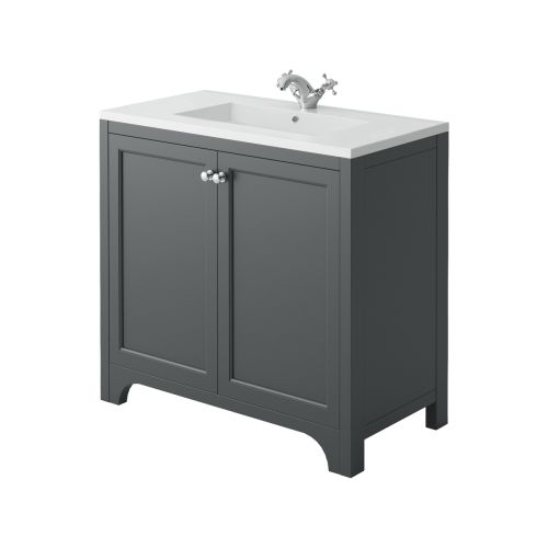 Harrogate Brunswick 900mm Vanity Unit & Ceramic Basin - Spa Grey (15785)