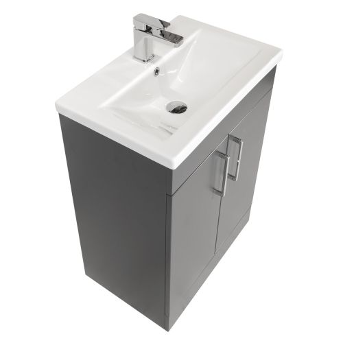 Austin 600mm 2 Door Floorstanding Vanity Unit & Basin - Anthracite