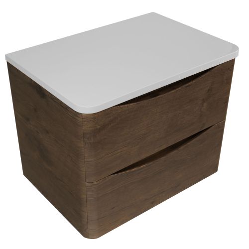 Baltimore 600mm Wall Mounted Vanity Unit & Worktop - Chestnut (16421)