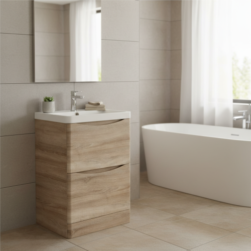 Baltimore 600mm Floorstanding Vanity Unit & Basin - Bardolino Oak (9979)