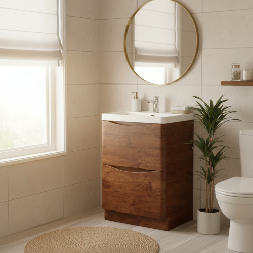Baltimore 600mm Floorstanding Vanity Unit & Basin - Chestnut (7960)
