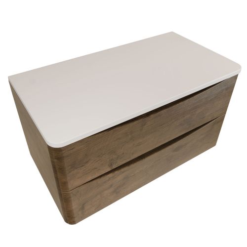 Baltimore 900mm Wall Mounted Vanity Unit & Worktop - Chestnut