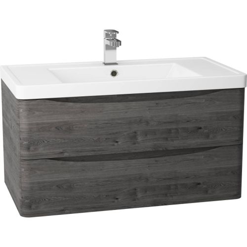 Baltimore 900mm Wall Mounted Vanity Unit & Basin - Graphite Oak (9968)