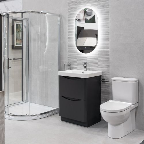 Happi 600mm Floorstanding Vanity Unit & Basin - Matt Anthracite (8115)