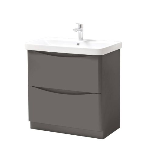 Happi 800mm Floorstanding Vanity Unit & Basin - Dark Lead 