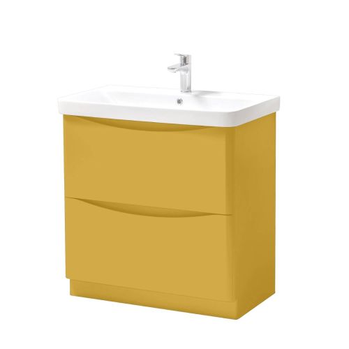 Happi 800mm Floorstanding Vanity Unit & Basin - Yellow Pink 