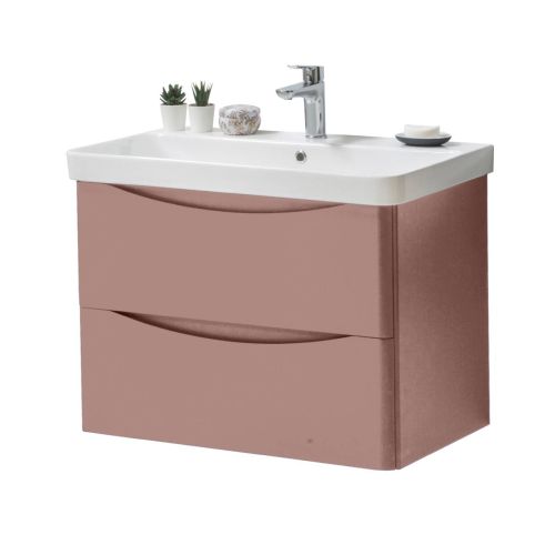 Happi 800mm Wall Mounted Vanity Unit & Basin - Blush 