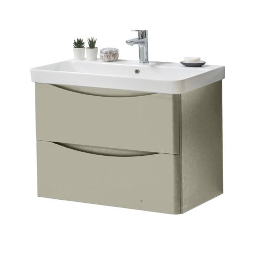 Happi 800mm Wall Mounted Vanity Unit & Basin - French Grey Dark 