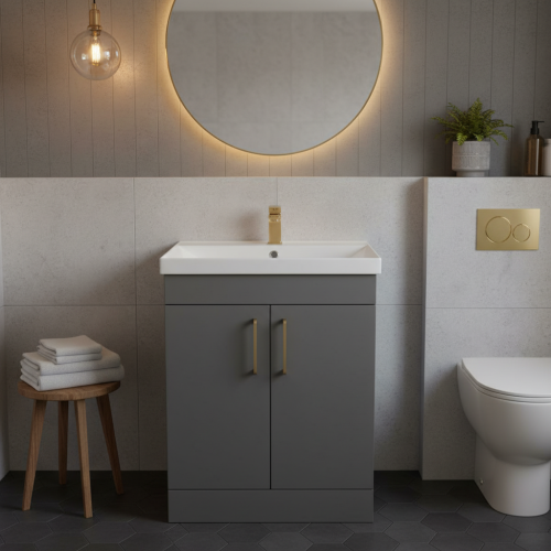 Hayden 600mm 2 Door Floorstanding Vanity Unit & Basin - Anthracite