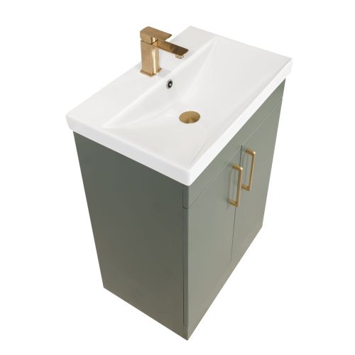 Hayden 600mm 2 Door Floorstanding Vanity Unit & Basin - Lux Green