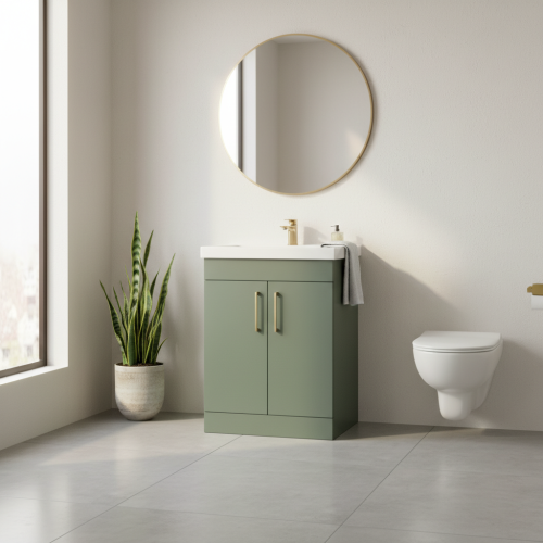 Hayden 600mm 2 Door Floorstanding Vanity Unit & Basin - Sage Green