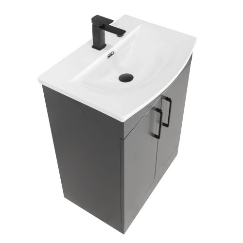 Luan 500mm 2 Door Floorstanding Vanity Unit & Basin - Anthracite