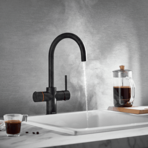 Eliseo Ricci 3 in 1 Swan Spout Instant Boiling Water Kitchen Tap - Black