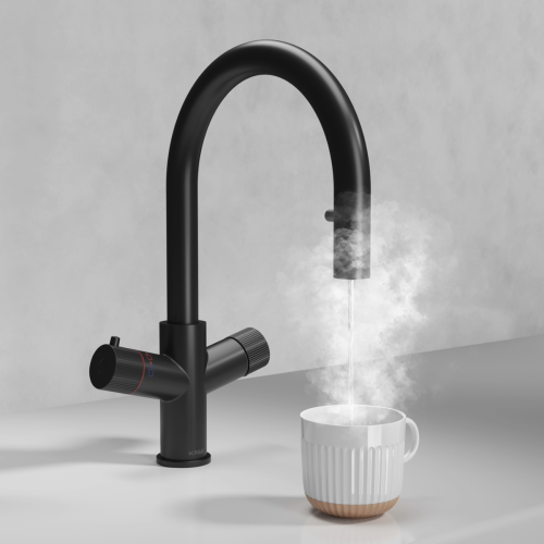 Eliseo Ricci 4 in 1 Swan Pull Out Spout Instant Boiling Water Kitchen Tap - Black